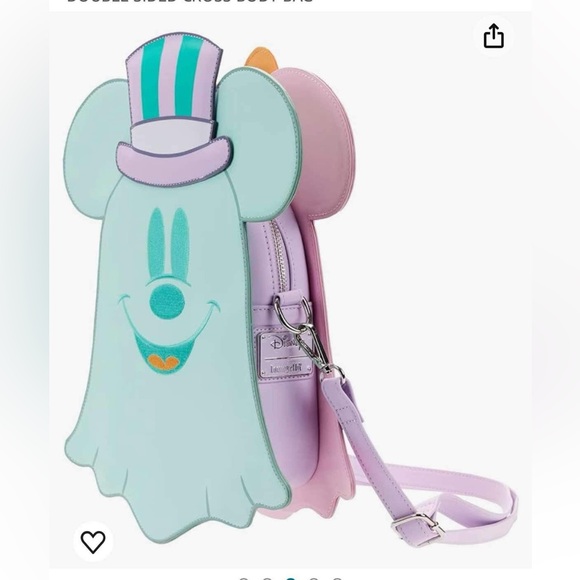 Ears+Crossbody⭐️Loungefly Ghost Minnie Mickey Double Sided Pastel Crossbody+Ears - Picture 1 of 13